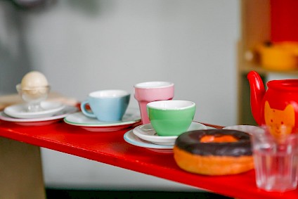 Insight into children's play with colorful cups and plates
